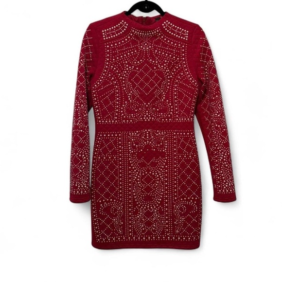 Windsor Dresses & Skirts - Windsor Red Long Sleeve Studded Dress